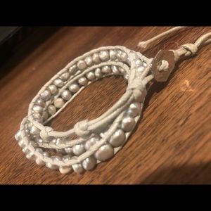 Gray Pearl Triple Wrap Bracelet